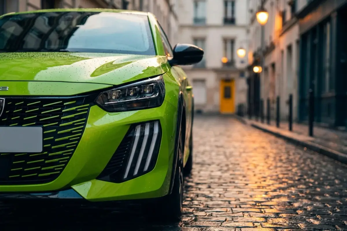 Peugeot 208'in Paris'te ön far ve ızgara detayı