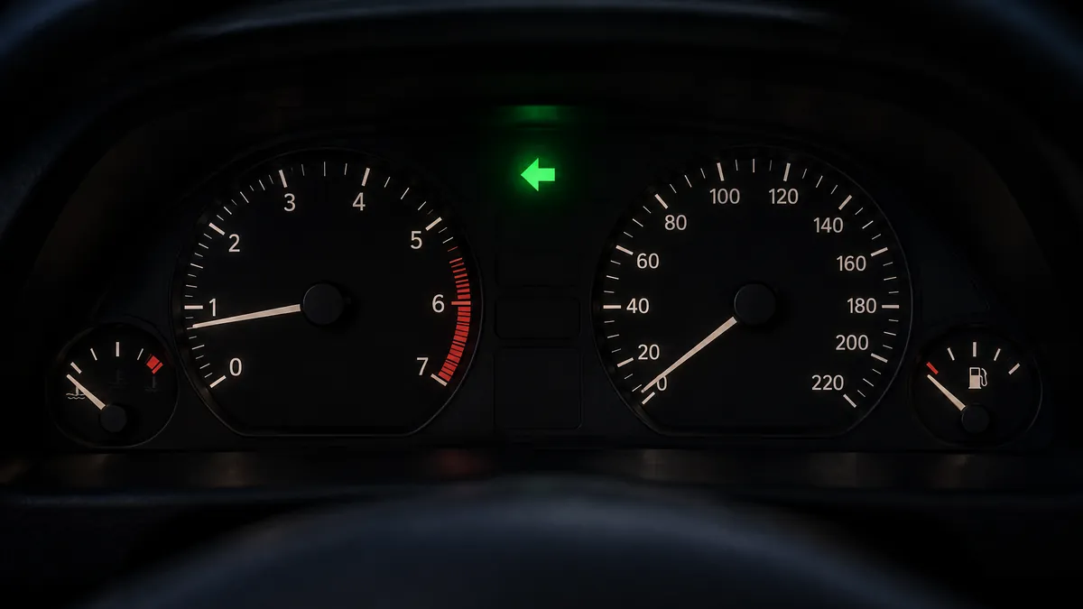Peugeot 306 gösterge panelinde yanan yeşil sinyal lambası