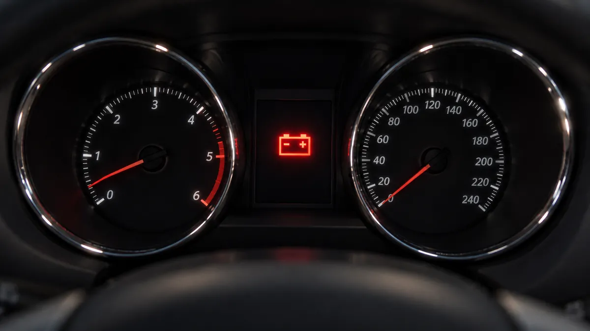 Peugeot 4007 gösterge panelinde yanan kırmızı akü şarj uyarı lambası