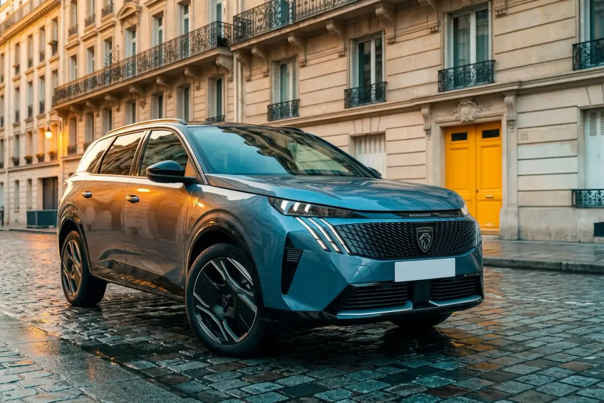 Peugeot 5008'in Paris'te ön far ve ızgara detayı